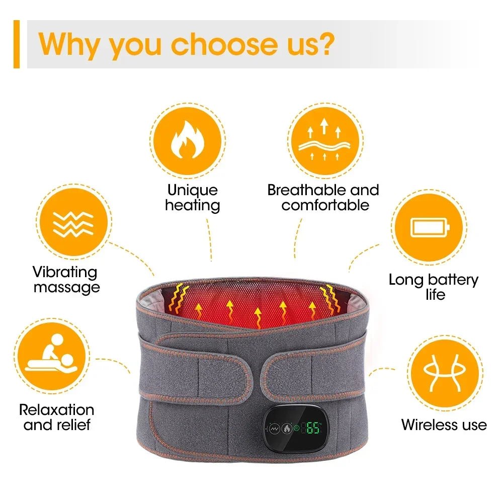 Electric Heating Waist & Lumbar Support Massager with Vibration & Red Light therapy - My Store