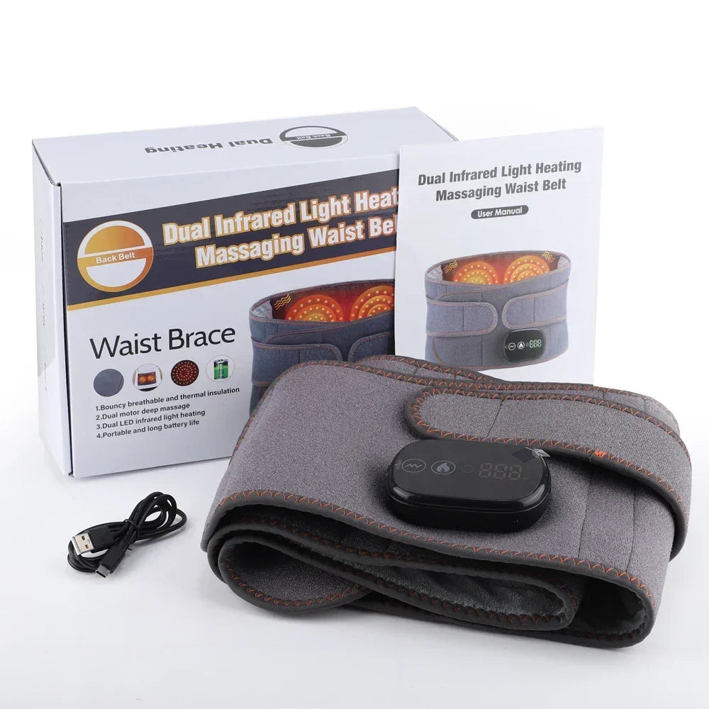 Electric Heating Waist & Lumbar Support Massager with Vibration & Red Light therapy - My Store